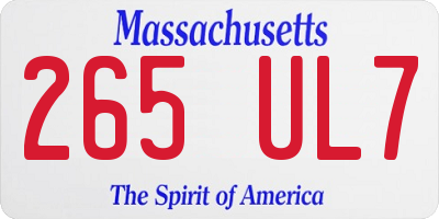 MA license plate 265UL7