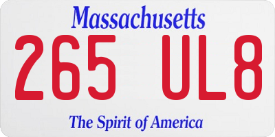 MA license plate 265UL8