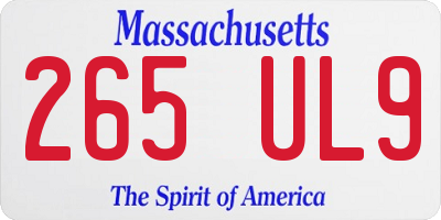 MA license plate 265UL9