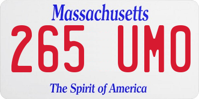 MA license plate 265UM0