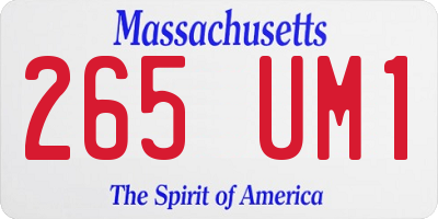 MA license plate 265UM1