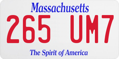 MA license plate 265UM7