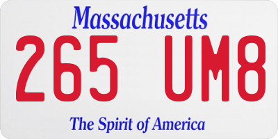MA license plate 265UM8