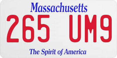 MA license plate 265UM9