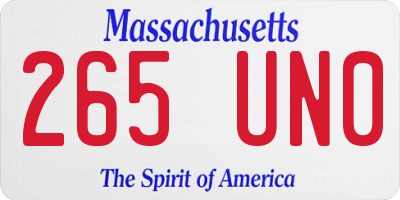 MA license plate 265UN0