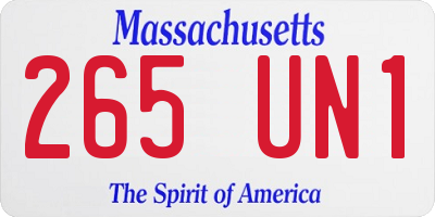 MA license plate 265UN1