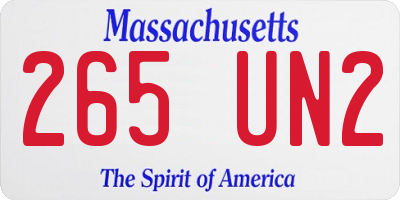 MA license plate 265UN2