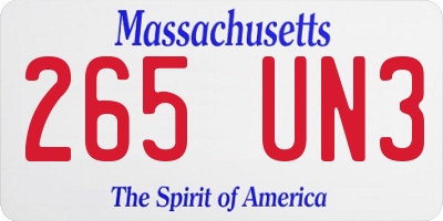 MA license plate 265UN3