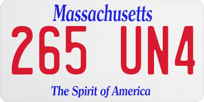MA license plate 265UN4