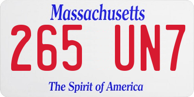 MA license plate 265UN7
