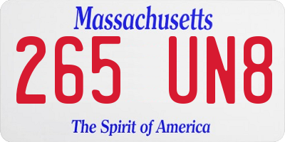 MA license plate 265UN8