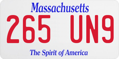 MA license plate 265UN9