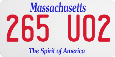 MA license plate 265UO2
