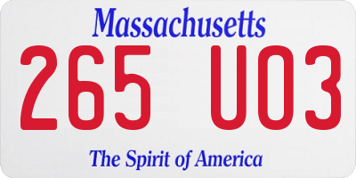 MA license plate 265UO3