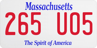 MA license plate 265UO5