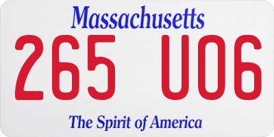 MA license plate 265UO6
