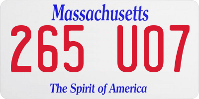 MA license plate 265UO7