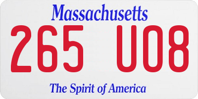 MA license plate 265UO8