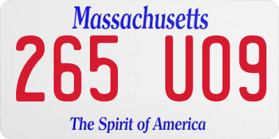 MA license plate 265UO9