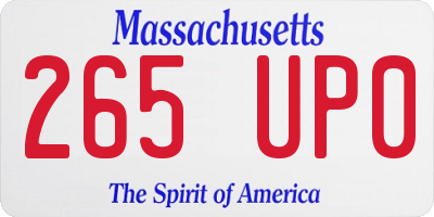 MA license plate 265UP0