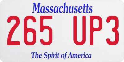 MA license plate 265UP3