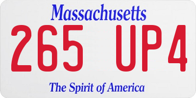 MA license plate 265UP4