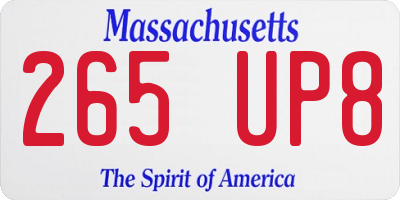 MA license plate 265UP8