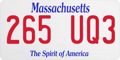 MA license plate 265UQ3