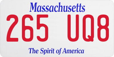 MA license plate 265UQ8