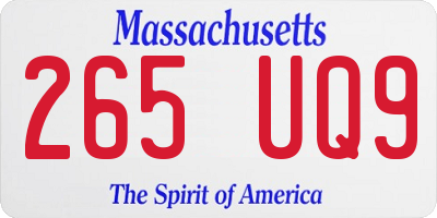 MA license plate 265UQ9