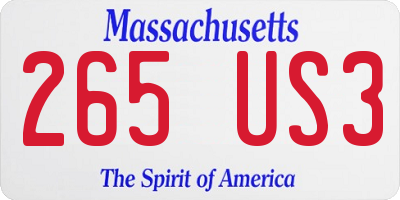 MA license plate 265US3