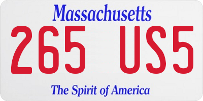 MA license plate 265US5