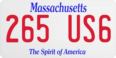 MA license plate 265US6
