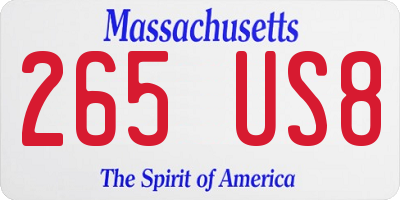 MA license plate 265US8