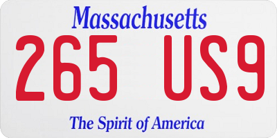 MA license plate 265US9