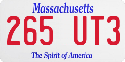 MA license plate 265UT3