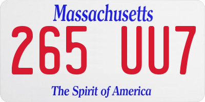 MA license plate 265UU7