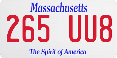 MA license plate 265UU8