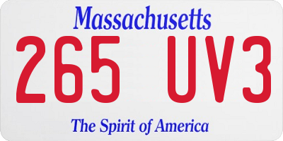 MA license plate 265UV3