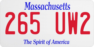 MA license plate 265UW2