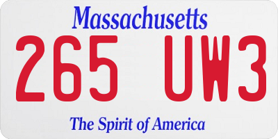 MA license plate 265UW3