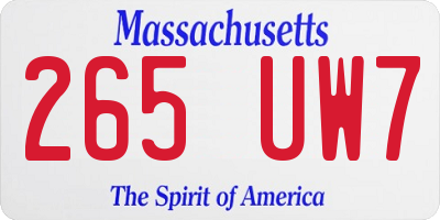 MA license plate 265UW7