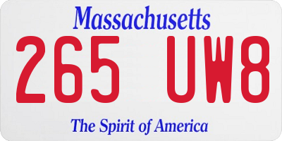 MA license plate 265UW8