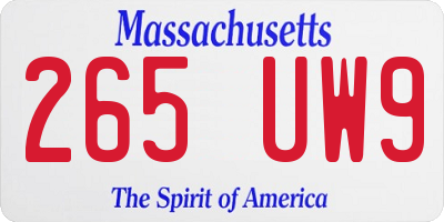 MA license plate 265UW9