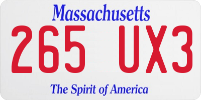 MA license plate 265UX3