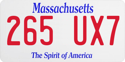 MA license plate 265UX7
