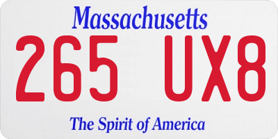 MA license plate 265UX8