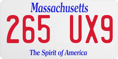 MA license plate 265UX9