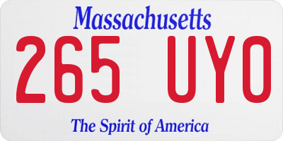 MA license plate 265UY0