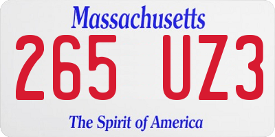 MA license plate 265UZ3
